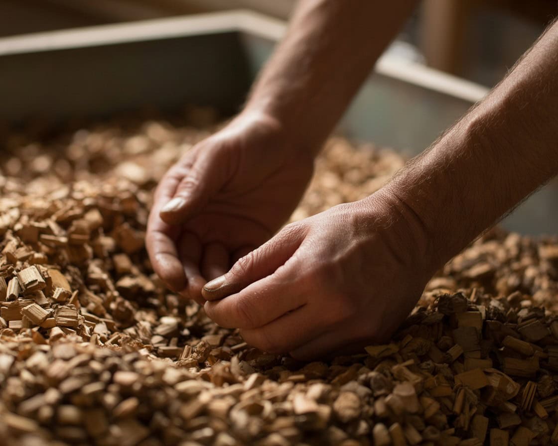 mains de vignerons pendant le boisage du vin pour obtenir un chardonnay boisé